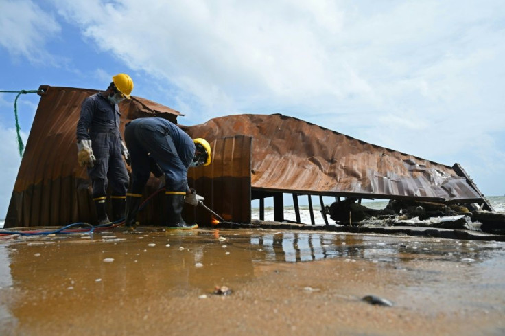 A cargo ship has been burning off Sri Lanka's coast for the 12th consecutive day, in one of the island's worst-ever marine ecological disasters