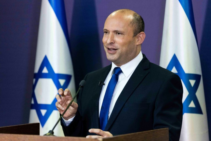 Leader of the Israeli Yemina party, Naftali Bennett, speaks at the Knesset on Sunday