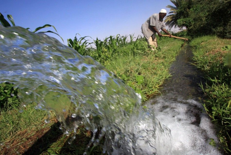 A Sudanese farmer prepares his land for irrigation on the banks of the river Nile in Khartoum