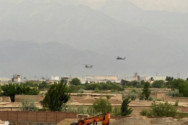 Helicopters land at the US military base in Bagram, Afghanistan