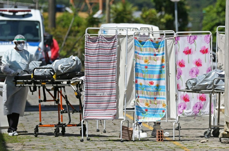 Covid-19 fatalities being moved to a refrigerated area of the Joao Lucio Hospital in Manaus, Amazonas state, Brazil -- a region hit by alleged fraud over use of pandemic funds