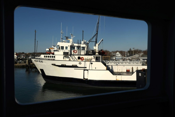 A ferry belonging to the Steamship Authority company at the port of Hyannis, Massachusetts