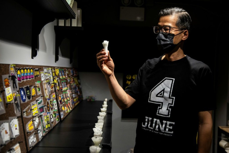 Hong Kong artist Kacey Wong has collected hundreds of spent candle stubs from previous Tiananmen vigils and plans to give them to residents on the anniversary this year