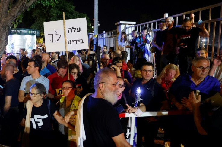 Supporters of Israel's "change coalition" celebrate on the streets of Tel Aviv