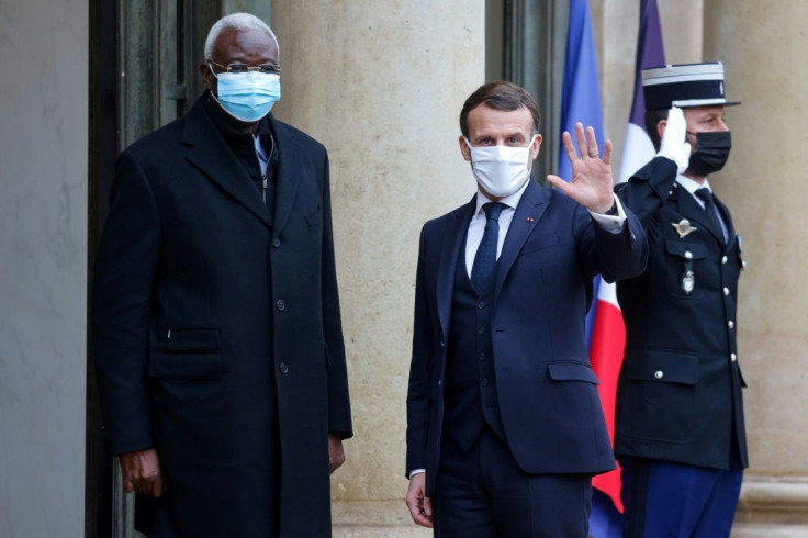 France's Emmanuel Macron in Paris in January with Malian transitional president Bah Ndaw, who was ousted last week