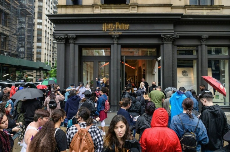 Harry Potter fans queue to get into the New York store on June 3, 2021