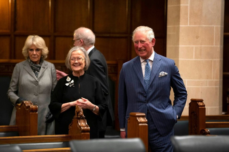 Baroness Brenda Hale (centre), with Prince Charles at the Supreme Court