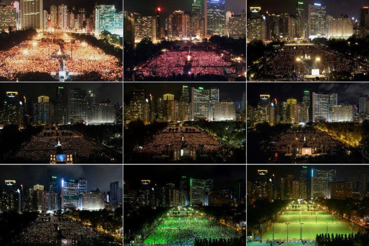 Hong Kong's Victoria Park was cordoned off for the first time in 32 years during the annual Tiananmen anniversary