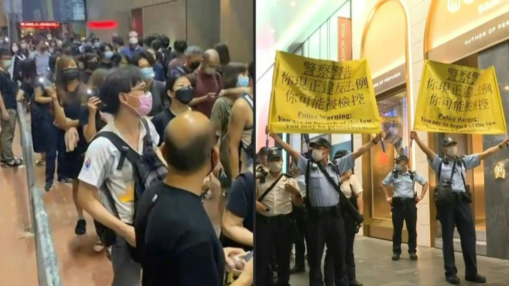 IMAGES AND SOUNDBITES Hong Kong people shine torches on their phones, gathering briefly outside Victoria Park where the annual vigil commemorating Beijing's deadly Tiananmen Square crackdown normally takes place. Authorities banned this year's gathering c