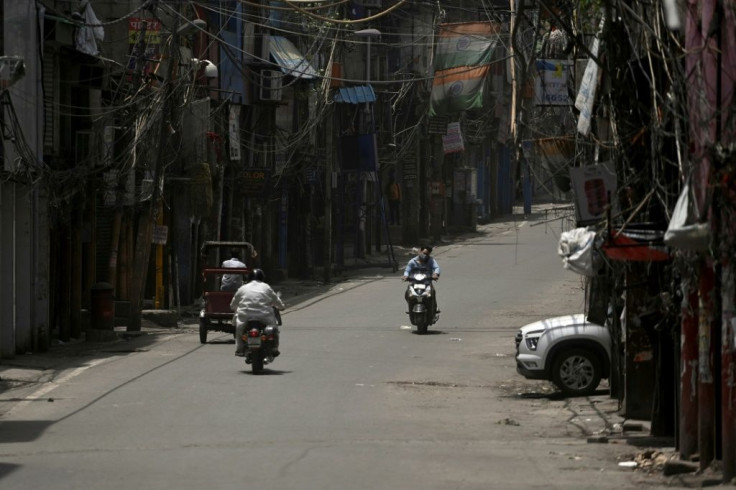 A semi-deserted market during a lockdown imposed in Delhi