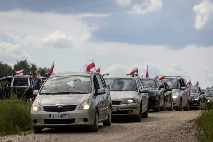 They also demonstrated in cars