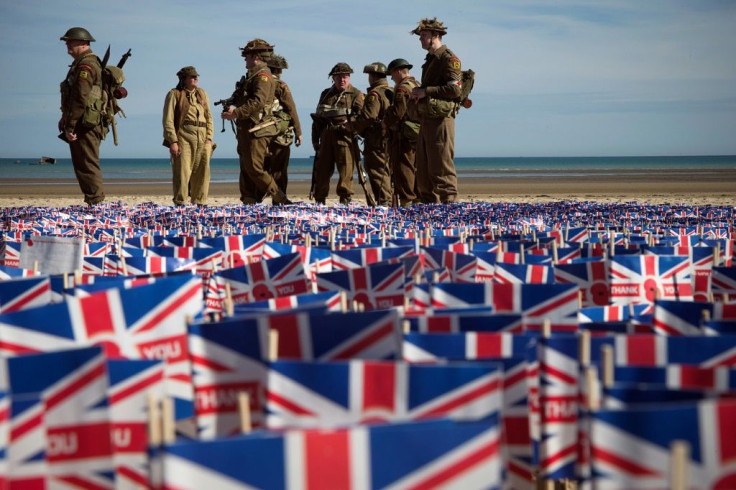 The memorial overlooks a beach where British forces landed on June 6, 1944