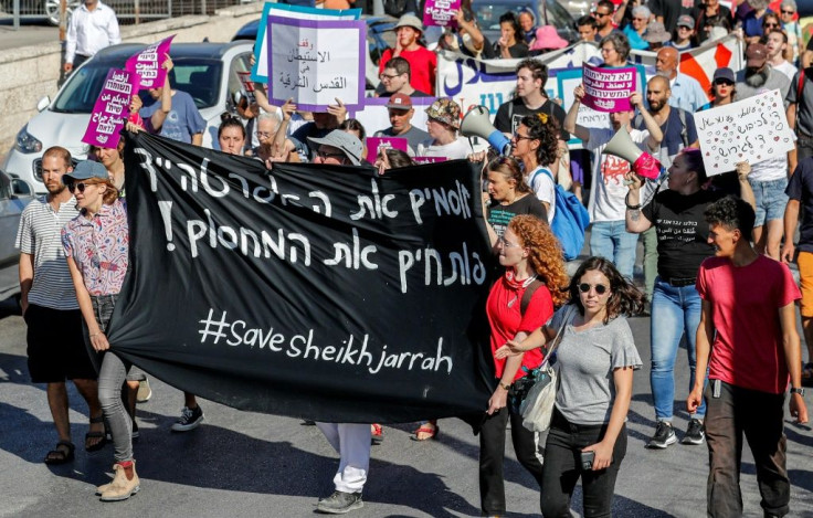 A June 4 demonstration in Sheikh Jarrah by Palestinian, Israeli and foreign activists against Israeli occupation and settlement activity in the Palestinian territories and east Jerusalem