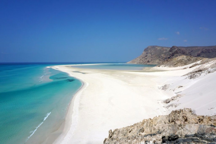 White sands cover a beach of Detwah Lagoon, on the far west of the Yemeni island of Socotra, listed as a wetland of global importance under the Ramsar convention