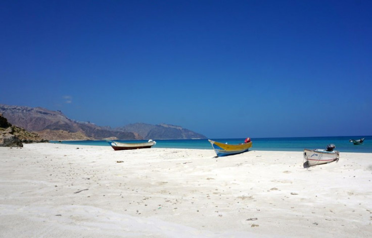 Fishing boats at the village of Qaban, on the far west of the Yemeni island of Socotra