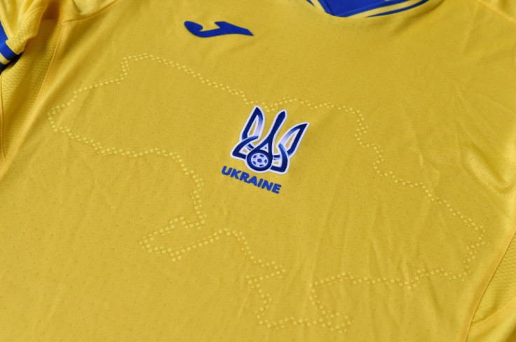 Getting shirty: Russia has complained that Ukraine's Euro 2020 kit carries a faint outline of the country which includes Crimea