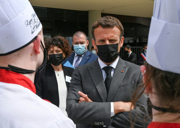 French President Emmanuel Macron visiting the village of Tain-l'Hermitage as part of a nationwide tour to "take the country's pulse"Â
