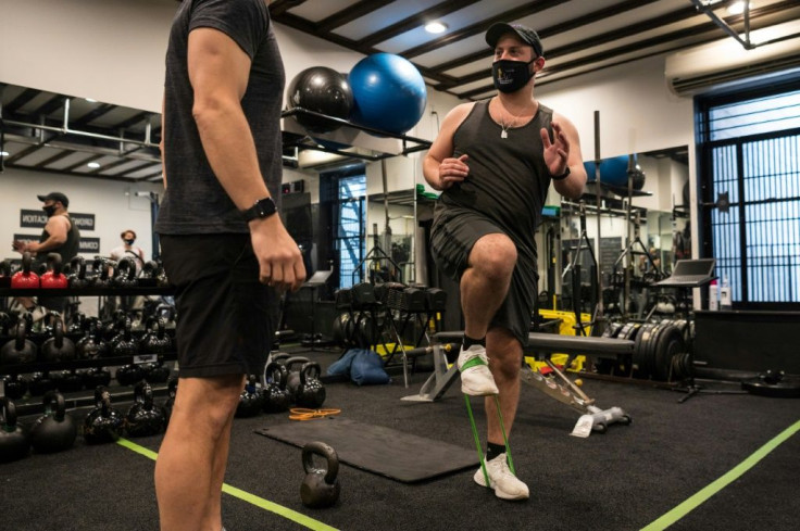 Noam Tamir (left) and Benny Maidenbaum at the TS Fitness studio in New York in May 2021