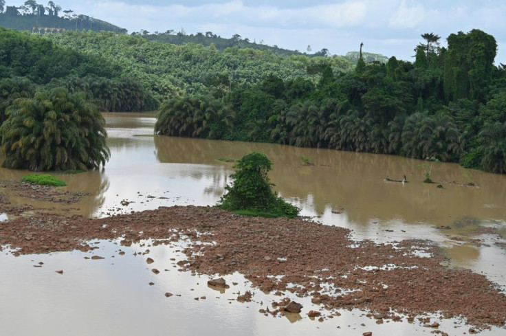 Swathes of river bed have been exposed by the drought