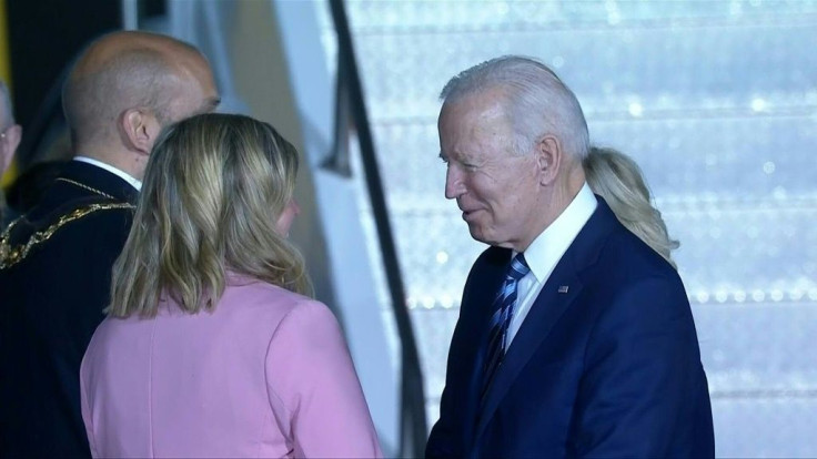 US President Joe Biden arrives at the UK's Newquay Airport, ahead of the three-day G7 Summit in Carbis Bay.
