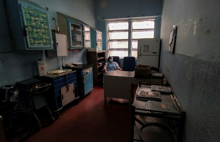 A nurse takes a break at the Clinical University Hospital in Caracas