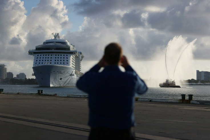 Royal Caribbean's Odyssey of the Seas arrives in Fort Lauderdale, Florida on June 10, 2021, ahead of a scheduled July 3 cruise through the Caribbean