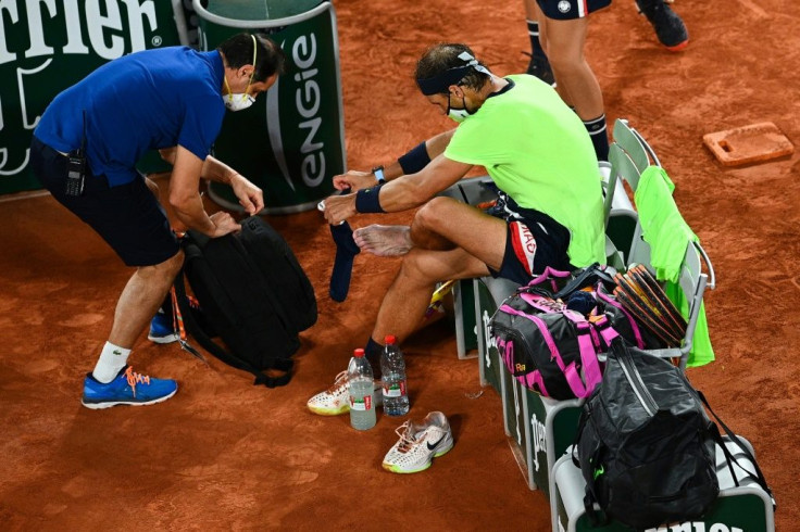 Treatment time: Rafael Nadal late in the fourth set
