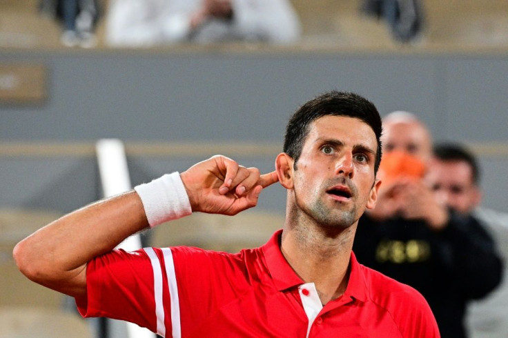 Shout it out loud: Novak Djokovic on his way to victory