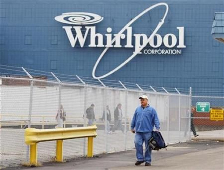 A worker walks out of the Whirlpool plant at the end of his shift in Evansville