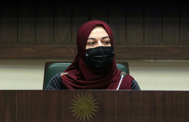 Iraqi Kurdistan parliament speaker Rewaz Faiq, conducting a house session in Arbil, capital of northern Iraq's autonomous Kurdish region