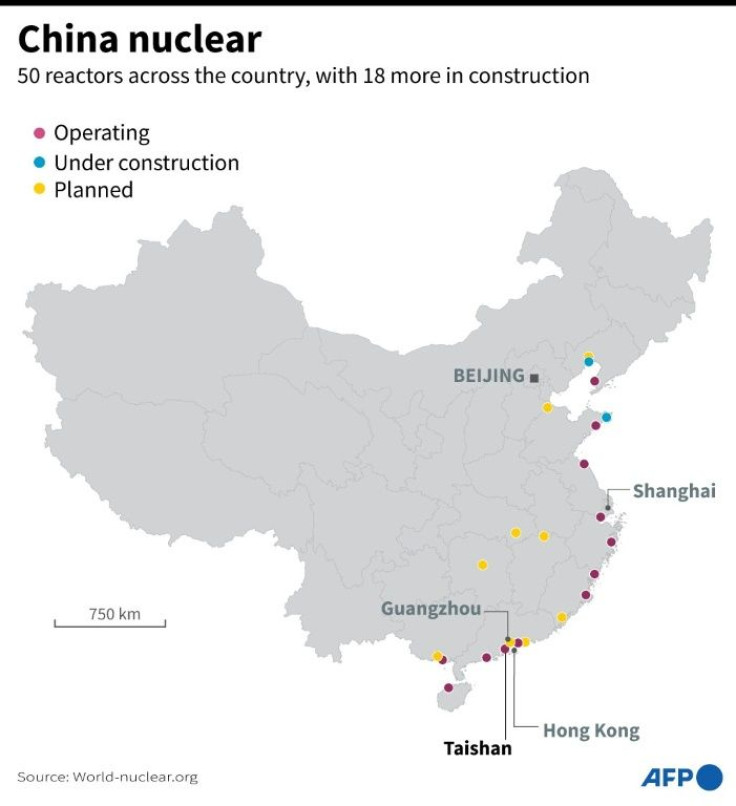 Graphic on nuclear power in China, location of power stations.