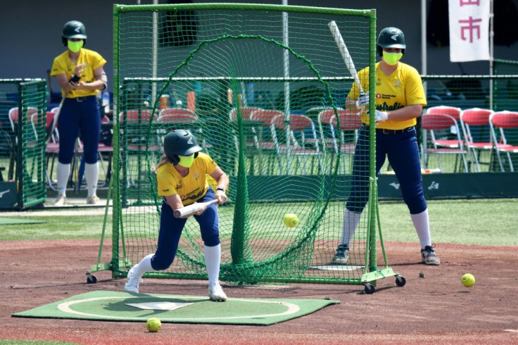 Several hundred residents of Ota City north of Tokyo turned out to watch Australia's softball team train