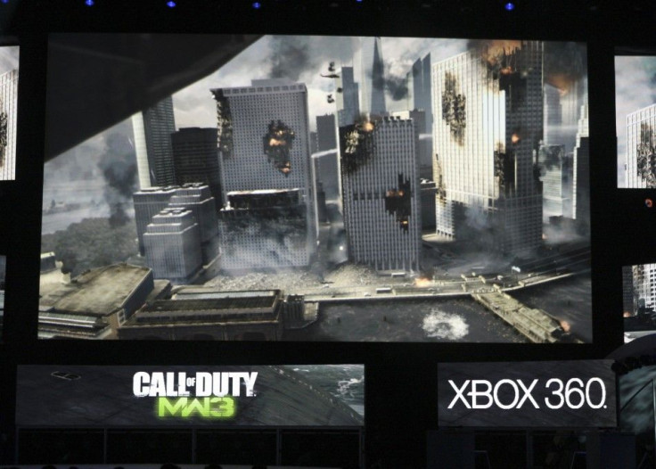 A screen shot of the game &quot;Call of Duty MW3&quot; at the Microsoft E3 XBOX 360 media briefing in Los Angeles