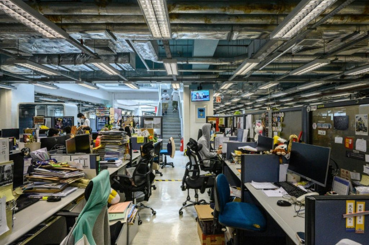 The newsroom of Apple Daily, which has been declared a threat to national security