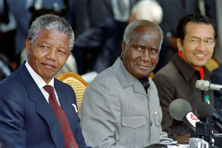 Kaunda with Nelson Mandela in Lusaka in February 1990, shortly after the South African liberation icon's release from prison