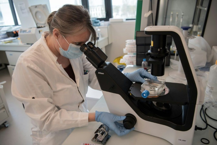 A biologist at OSE Immunotherapeutics pharmaceutical lab works on a program to develop a vaccine against Covid-19  on March 31, 2021 in Nantes, France.