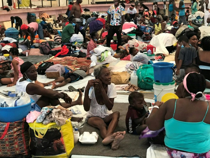 Hundreds of families have taken shelter in a sport center of the city of Carrefour, in the suburbs of Port-au-Prince