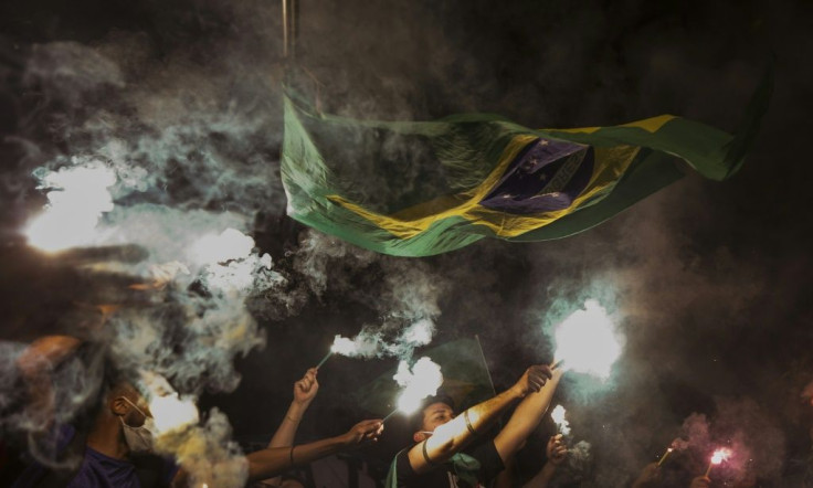 Opposition parties and other groups protest against Brazilian President Jair Bolsonaro's handling of the Covid-19 pandemic in Sao Paulo on June 19, 2021
