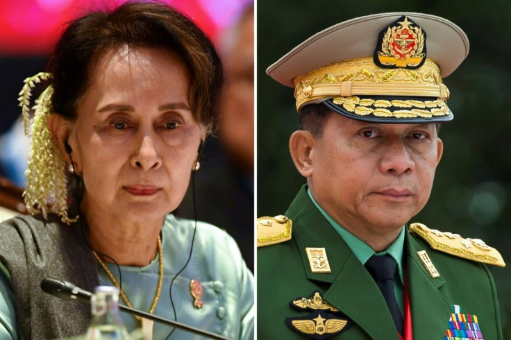 Myanmar has been in turmoil since a military junta led by Min Aung Hlaing (R) overthrew civilian leader Aung San Suu Kyi and her National League for Democracy government in February 2021