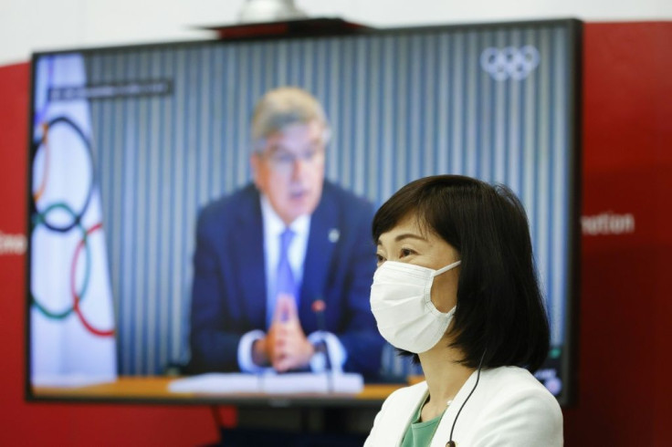 Tamayo Marukawa, Minister for the Tokyo Olympic and Paralympic Games, attends a five-party meeting also including IOC president Thomas Bach