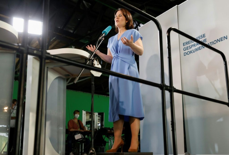German Green candidate Annalena Baerbock, seen speaking in June 2021, supports a tougher approach on China