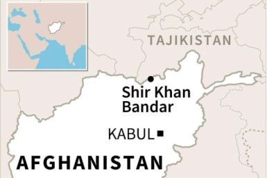 Map of Afghanistan locating Shir Khan Bandar, the main border crossing with Tajikistan.