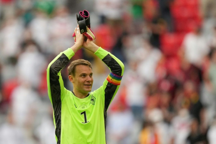 Germany's goalkeeper Manuel Neuer wore a rainbow armband in his country's early Euro 2020 games