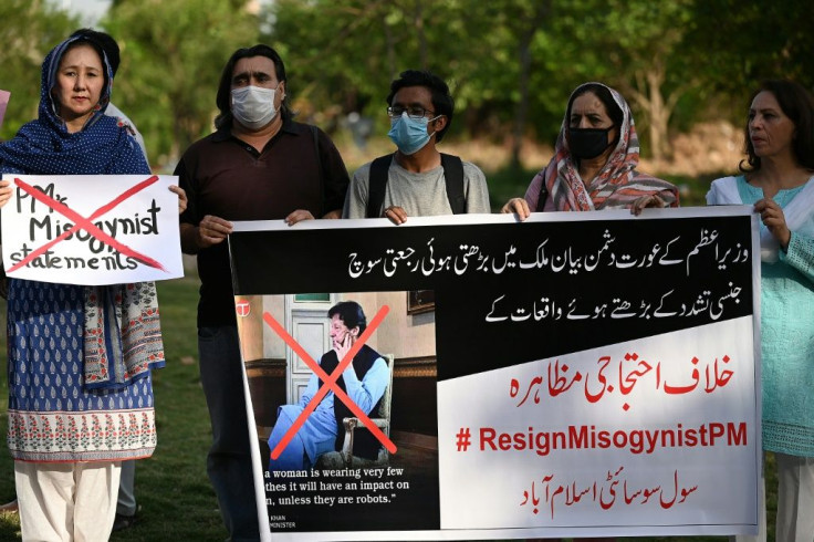 Activists in Pakistan demand an apology from prime minister Imran Khan after he linked the rise in rape cases on women wearing "very few clothes"