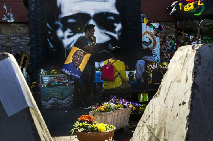 A memorial to George Floyd at the place where he was murdered in Minneapolis