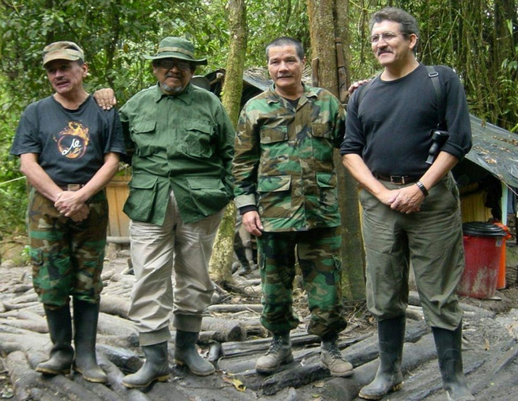 Handout picture released on July 28, 2011 by the Ministry of Defense with Nicolas Rodriguez Bautista a.k.a. "Gabino" second from right. AFP PHOTO/Ministerio de Defensa Nacional/HO