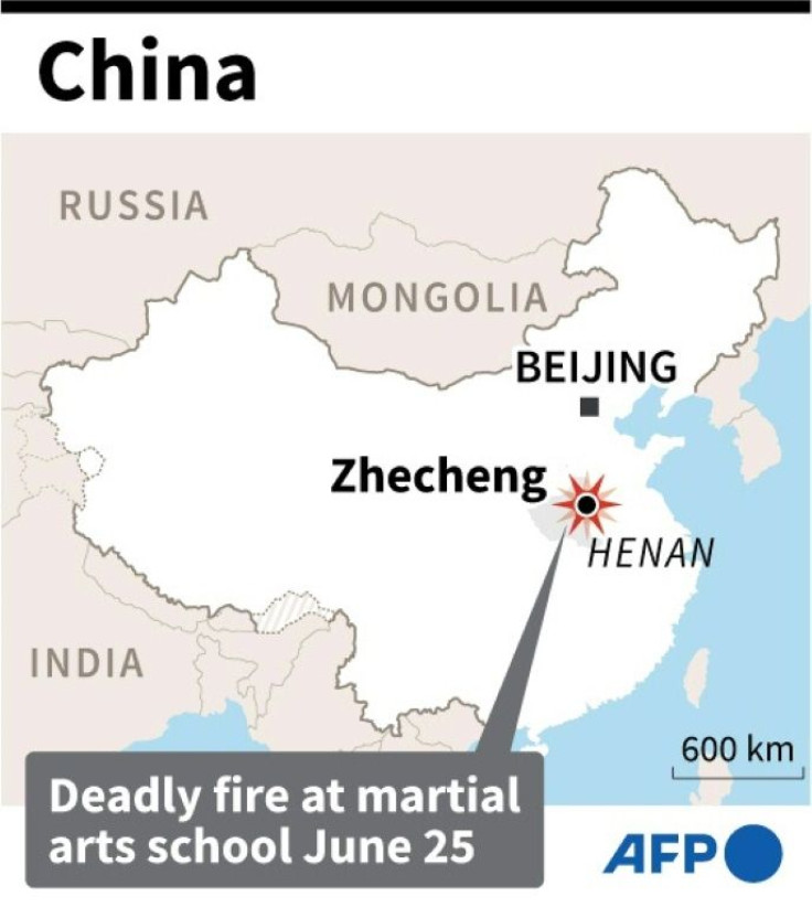 The location of the martial arts school where at least 18 people were killed in a fire on Friday