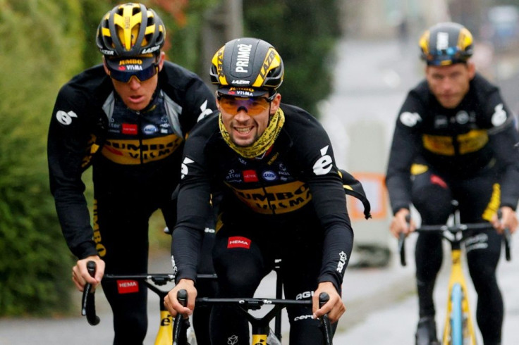 Primoz Roglic is all smiles in training in Brest ahead of the 2021 Tour de France