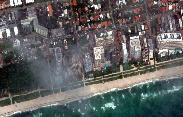 A satellite image showing the Champlain Towers South after its collapse  in Surfside, Florida on June 25, 2021