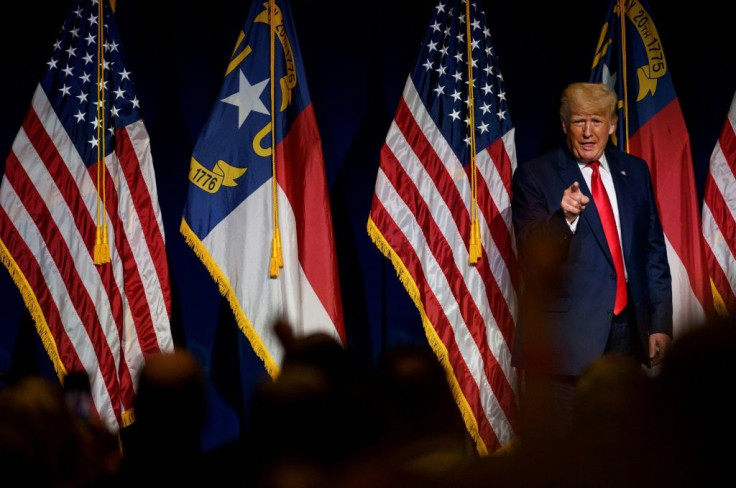 Former president Donald Trump addresses the North Carolina Republican Party convention on June 5, 2021 in Greenville, North Carolina